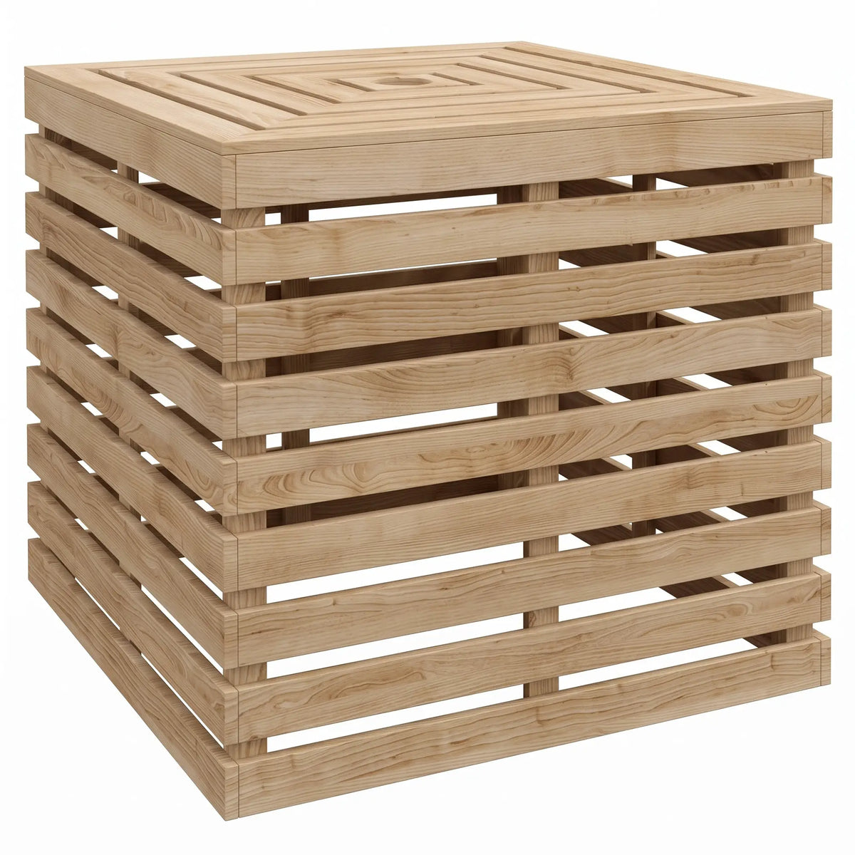 Boîte de rangement pour base de parasol extérieur, table d'appoint en bois pour patio, marron