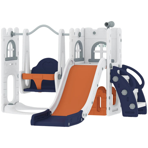 6-In-1 Baby Swing Playset, Indoor Slide Swing Set, Orange