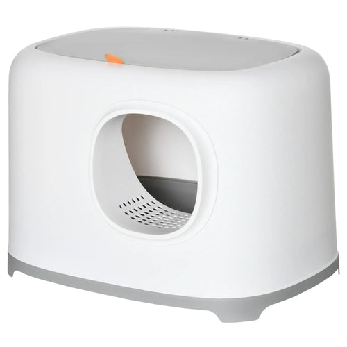 Cat Litter Box, Anti-Sand Tunnel, Scoop, Open Top, White