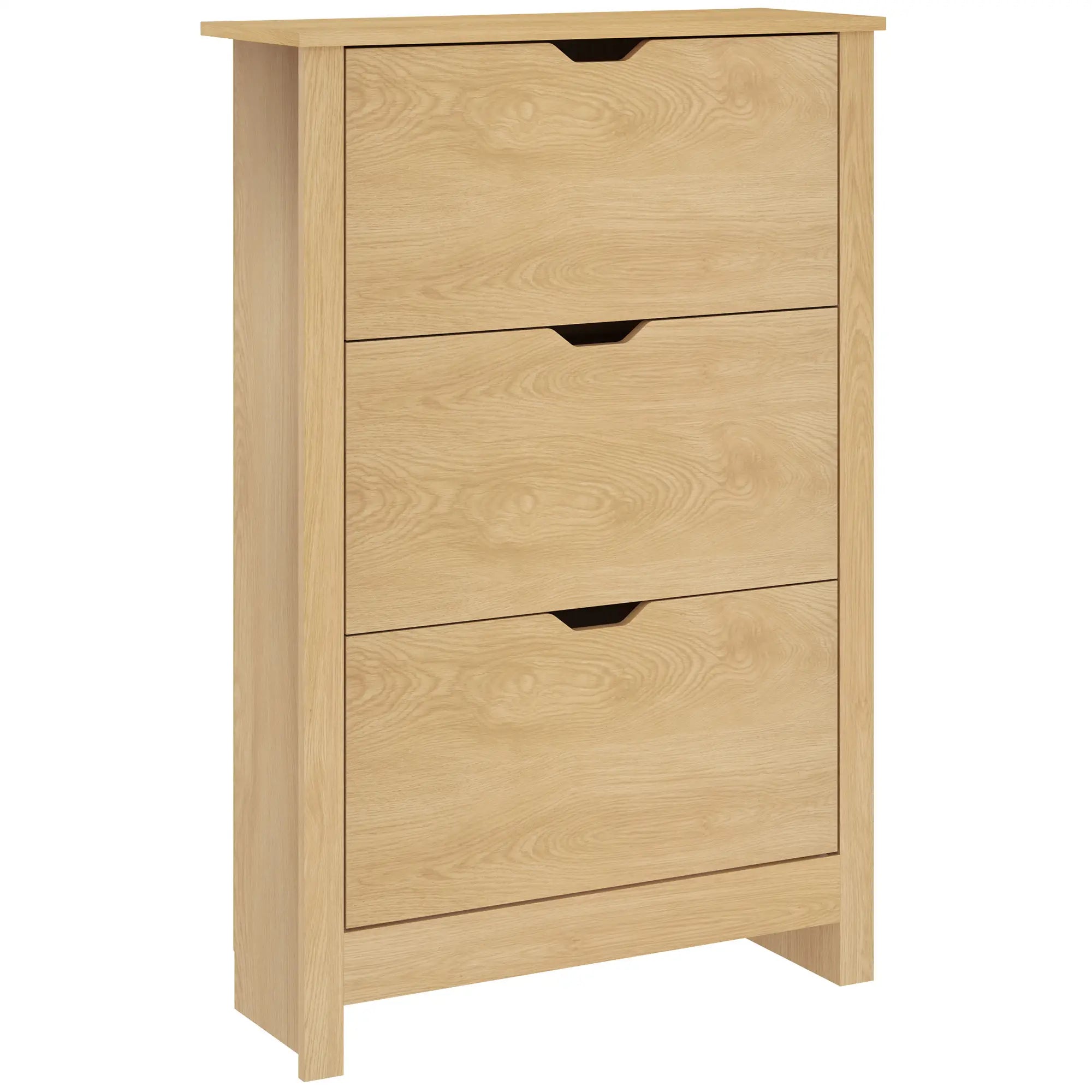 Shoe Storage Cabinet, 3 Flip Drawers, Adjustable Shelves, 18 Pairs, Natural Wood Shoe Storage Cabinets & Racks at Gallery Canada