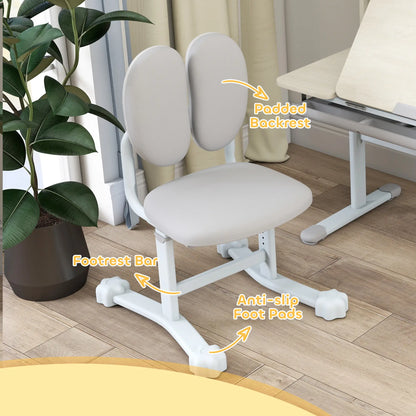 Kids Desk Chair Set, Adjustable Height, Tilting Desktop, Drawer Shelves, Grey Kids Desk Sets at Gallery Canada