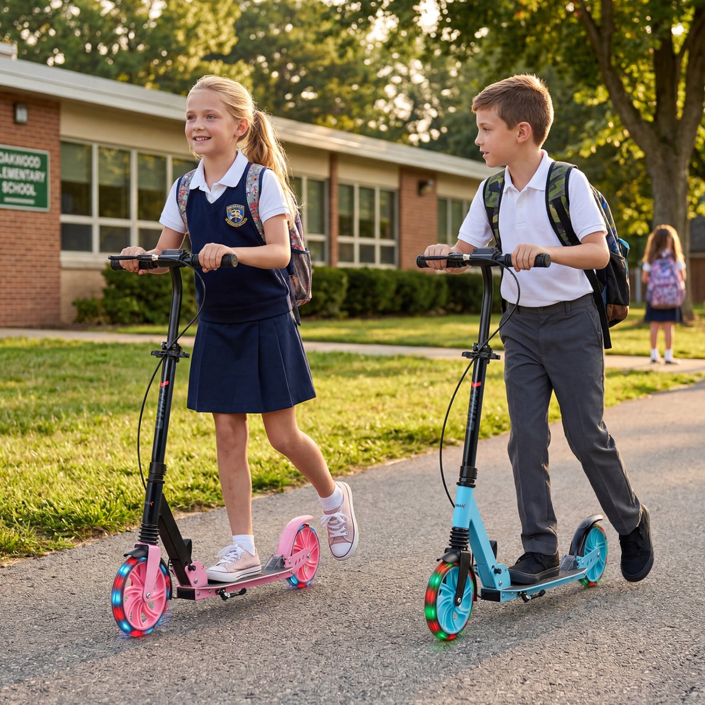 Foldable Kick Scooter With Large Light-Up Wheels, Blue Scooters at Gallery Canada