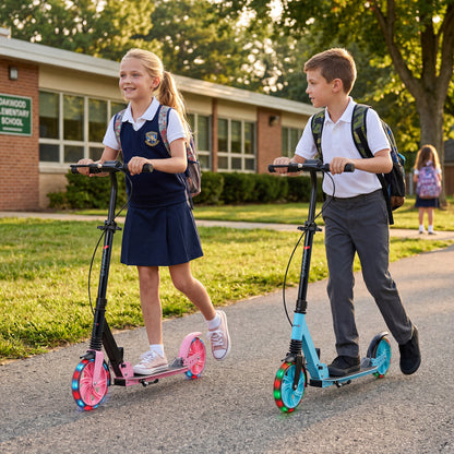 Foldable Kick Scooter With Large Light-Up Wheels, Blue Scooters at Gallery Canada
