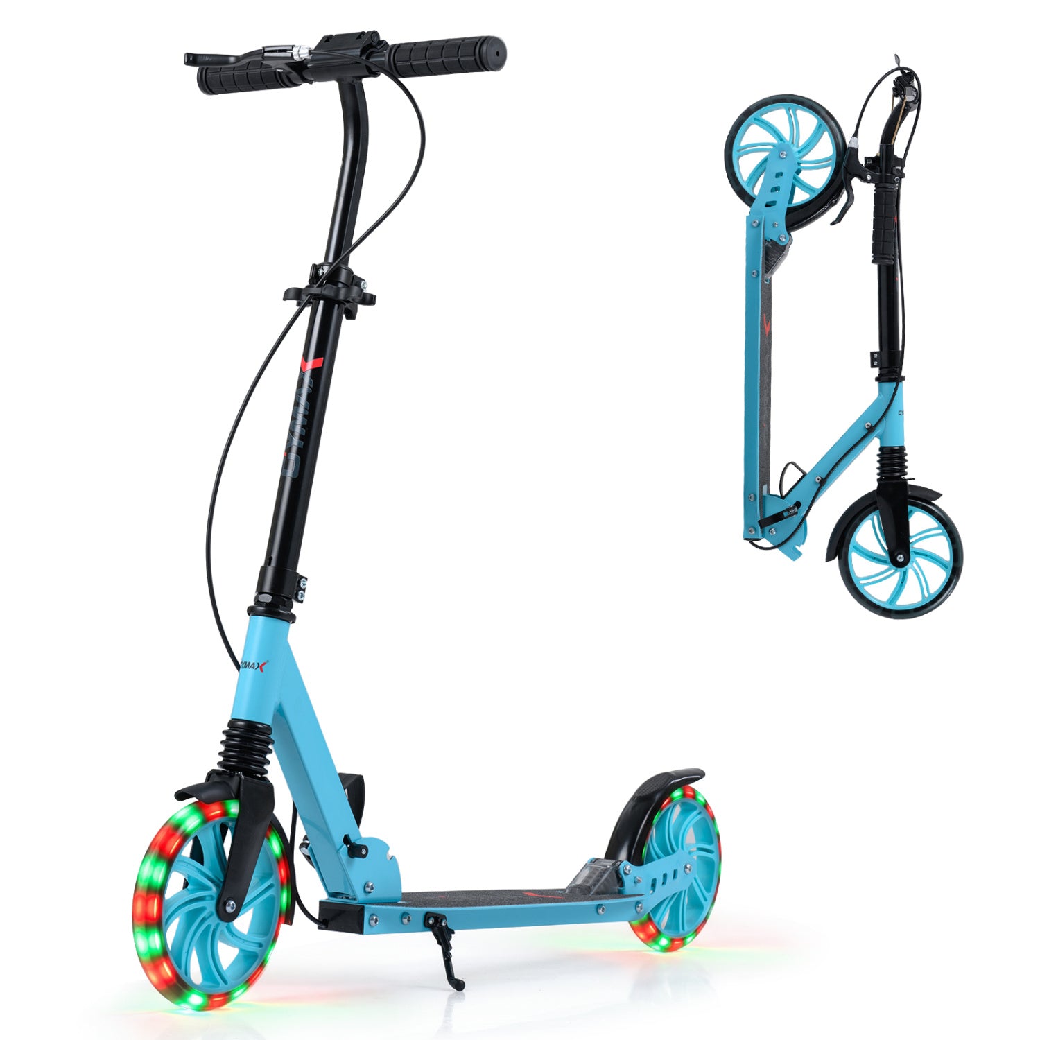 Foldable Kick Scooter With Large Light-Up Wheels, Blue Scooters at Gallery Canada