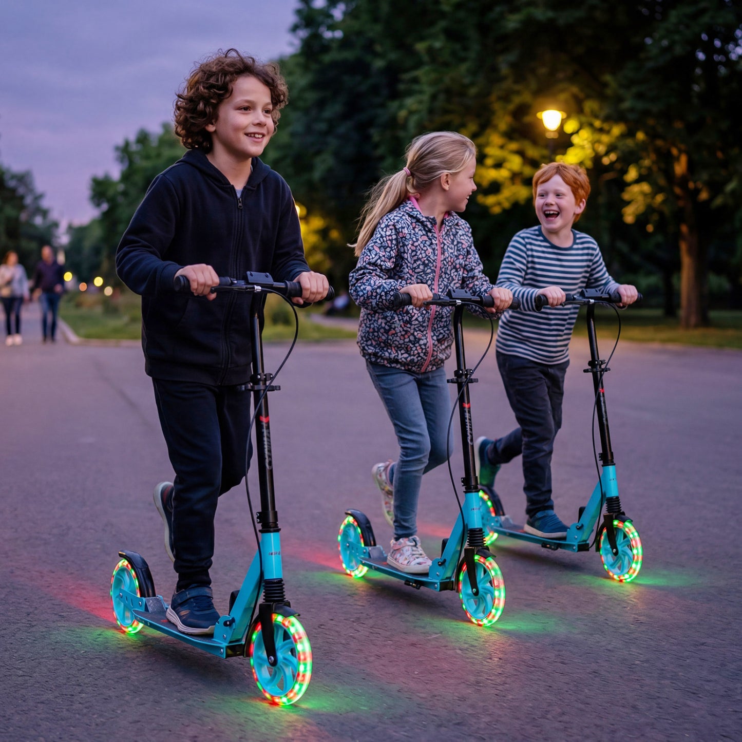 Foldable Kick Scooter With Large Light-Up Wheels, Blue Scooters at Gallery Canada