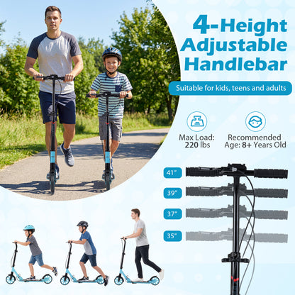 Foldable Kick Scooter With Large Light-Up Wheels, Blue Scooters at Gallery Canada
