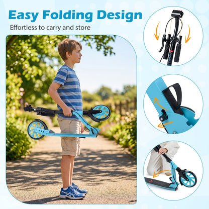 Foldable Kick Scooter With Large Light-Up Wheels, Blue Scooters at Gallery Canada