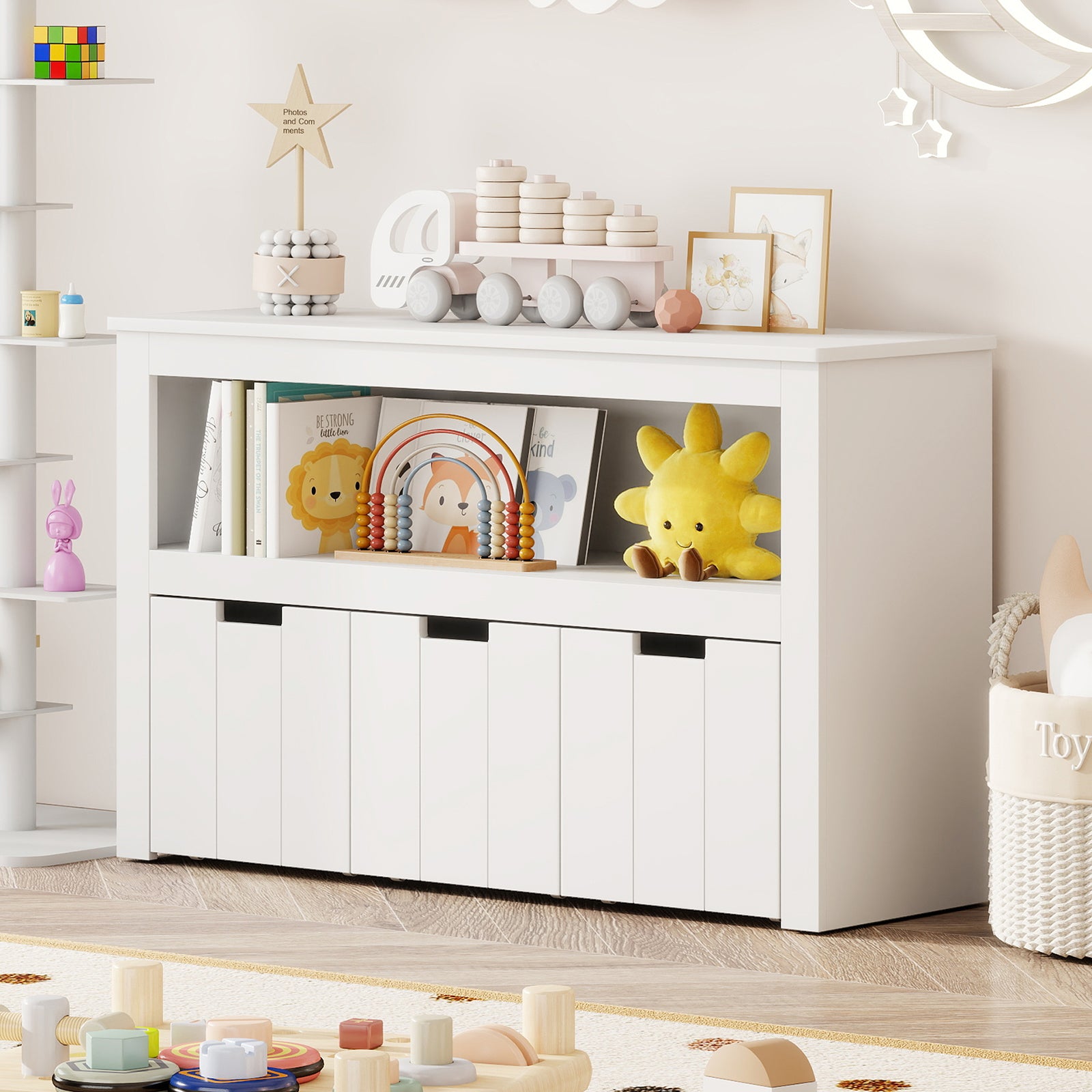 Kid Toy Storage Cabinet, 3 Drawer Chest With Wheels, White Kids Storage at Gallery Canada
