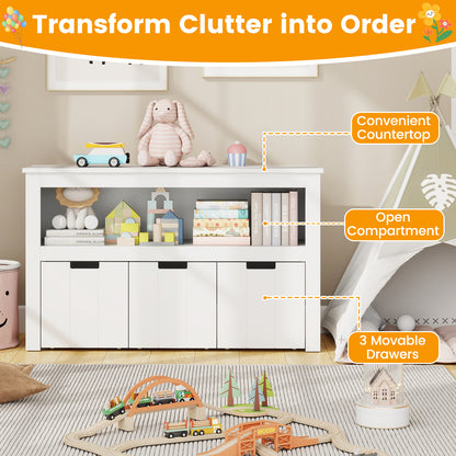 Kid Toy Storage Cabinet, 3 Drawer Chest With Wheels, White Kids Storage at Gallery Canada
