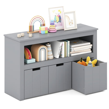 Kid Toy Storage Cabinet, 3 Drawer Chest With Wheels, Gray Kids Storage Gray at Gallery Canada
