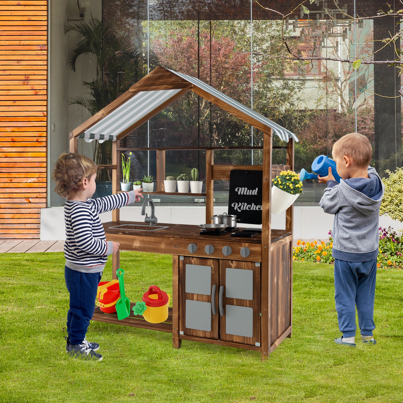 Kids Mud Kitchen Outdoor, Solid Wood, Natural Play Kitchen Sets at Gallery Canada