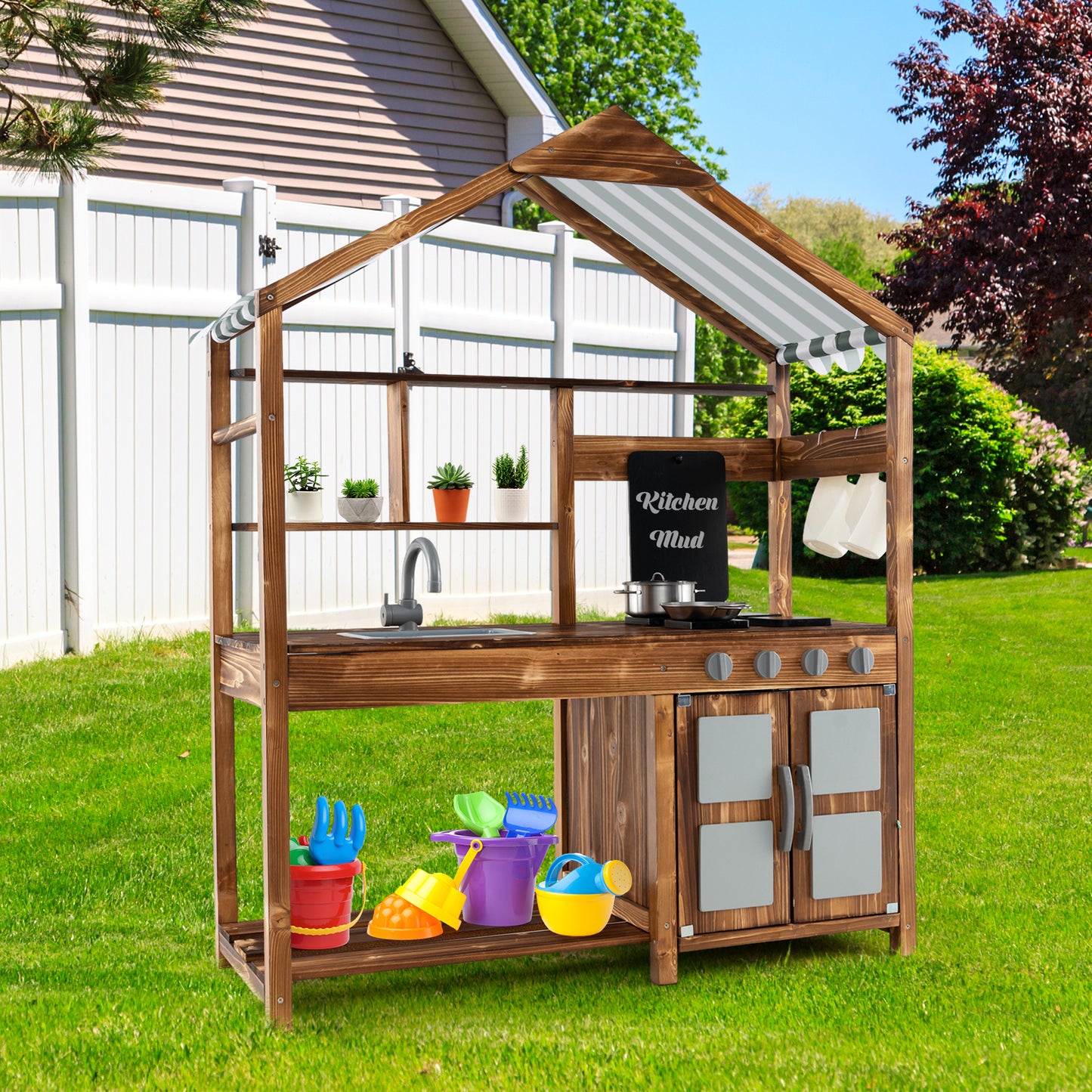 Kids Mud Kitchen Outdoor, Solid Wood, Natural Play Kitchen Sets at Gallery Canada