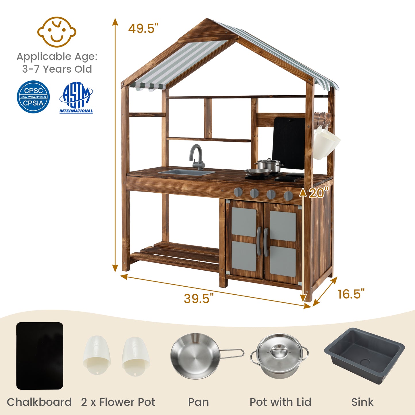 Kids Mud Kitchen Outdoor, Solid Wood, Natural Play Kitchen Sets at Gallery Canada