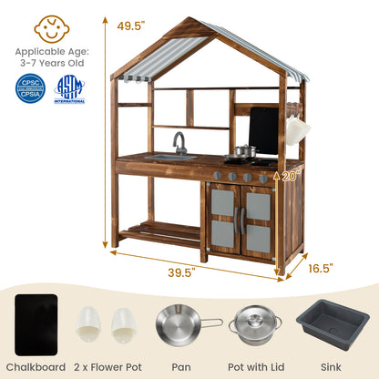 Kids Mud Kitchen Outdoor, Solid Wood, Natural Play Kitchen Sets at Gallery Canada