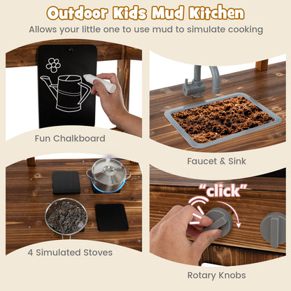 Kids Mud Kitchen Outdoor, Solid Wood, Natural Play Kitchen Sets at Gallery Canada
