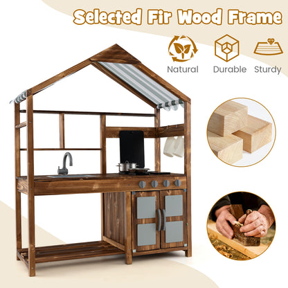 Kids Mud Kitchen Outdoor, Solid Wood, Natural Play Kitchen Sets at Gallery Canada