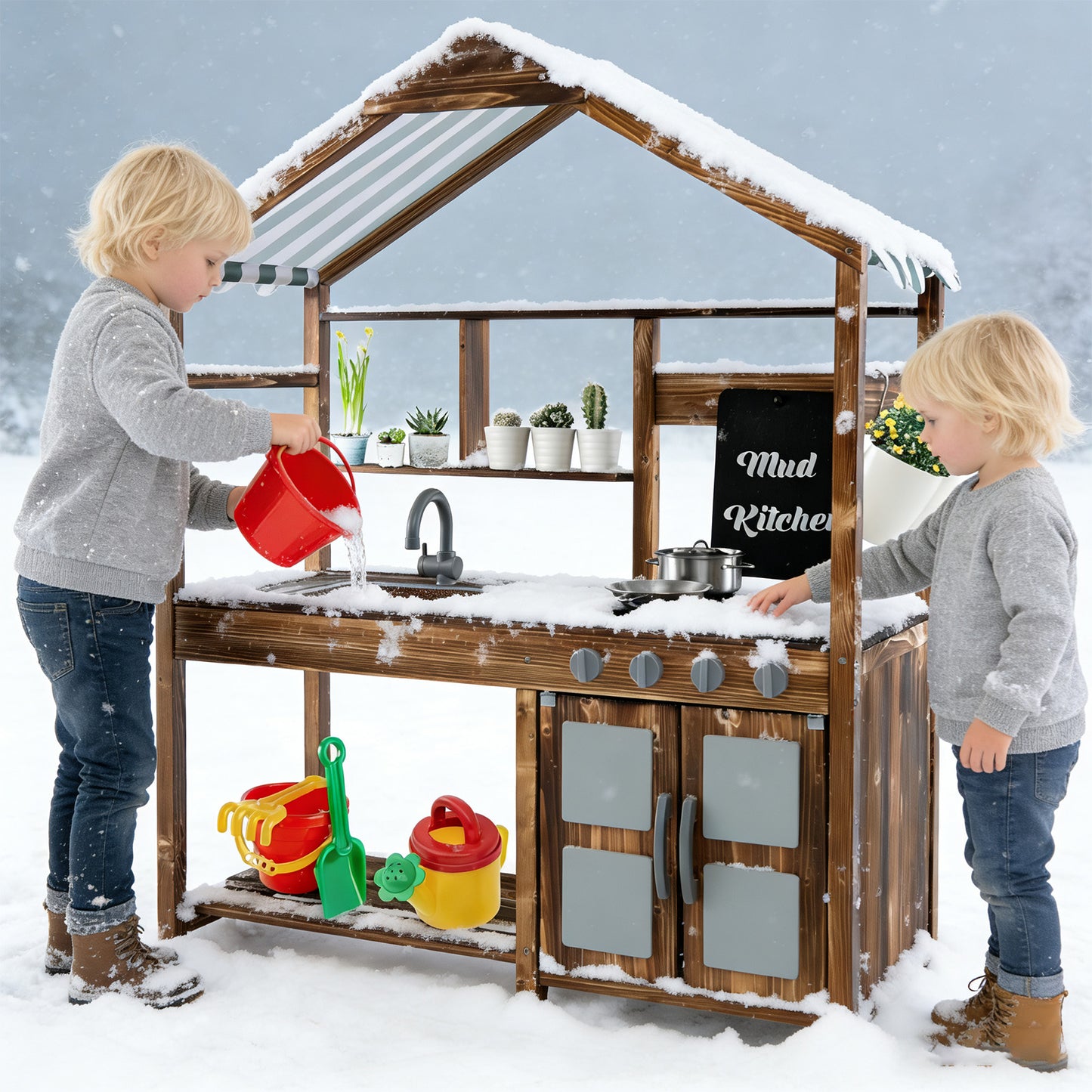 Kids Mud Kitchen Outdoor, Solid Wood, Natural Play Kitchen Sets at Gallery Canada