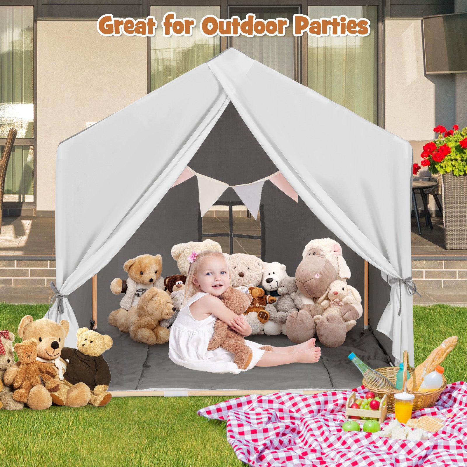 Kids Play Tent With Washable Cotton Mat, Gray Play Tents & Playhouse at Gallery Canada