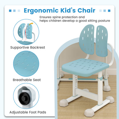 Kids Study Desk Chair Set, Tilt Desktop Book Stand, Blue Kids Table & Chair Sets at Gallery Canada