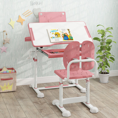 Kids Study Desk And Chair Set, Tilt Desktop, Book Stand, Pink Kids Table & Chair Sets at Gallery Canada