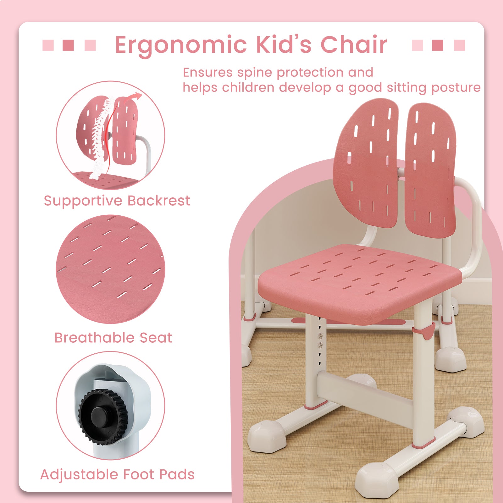 Kids Study Desk And Chair Set, Tilt Desktop, Book Stand, Pink Kids Table & Chair Sets at Gallery Canada