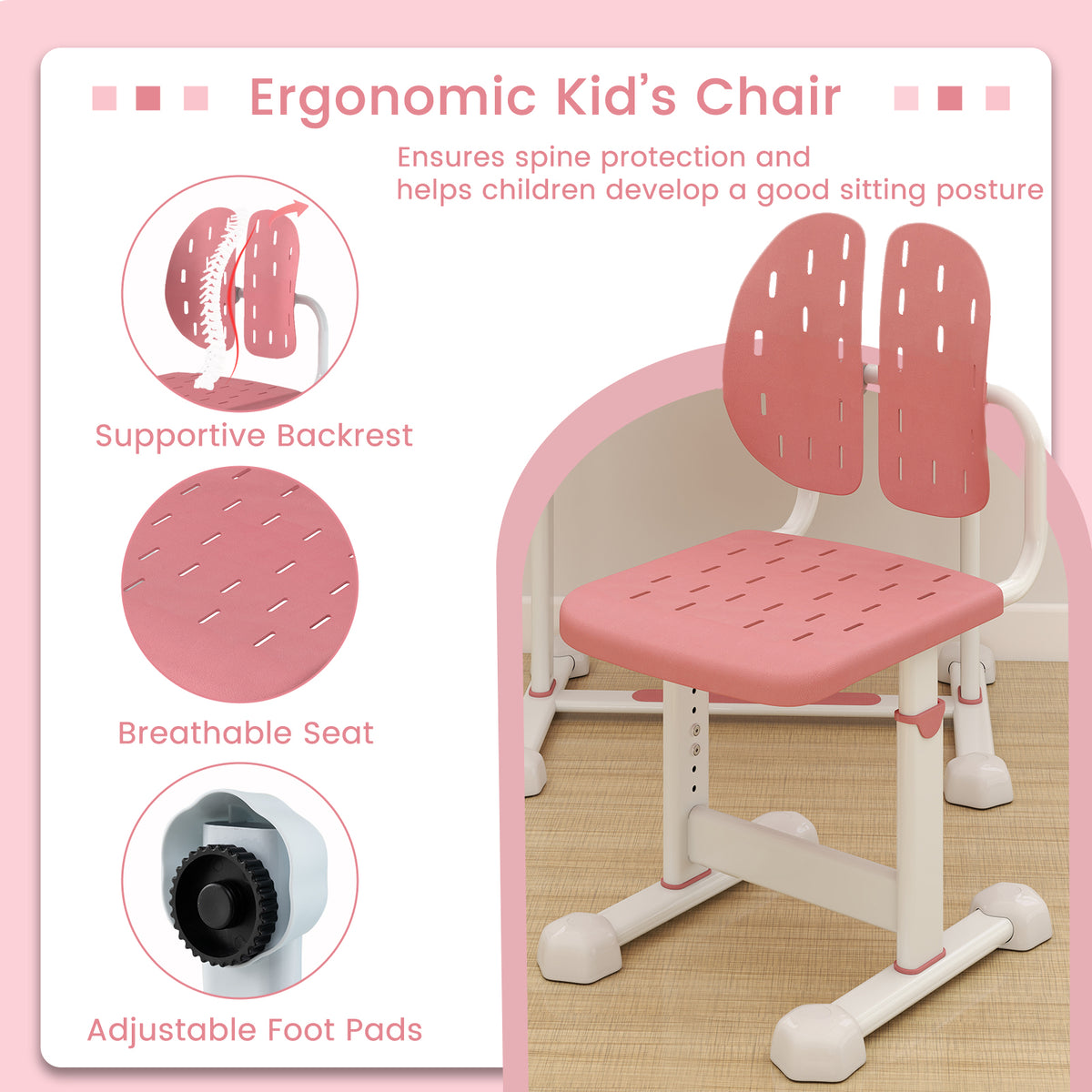 Kids Study Desk And Chair Set, Tilt Desktop, Book Stand, Pink Kids Table & Chair Sets at Gallery Canada