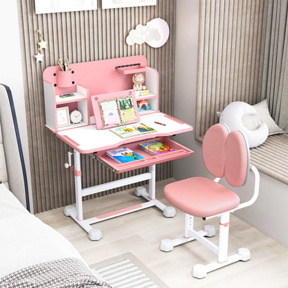 Kids Study Desk, Tilt Desktop, Pen Holder, Pink Kids Table & Chair Sets at Gallery Canada