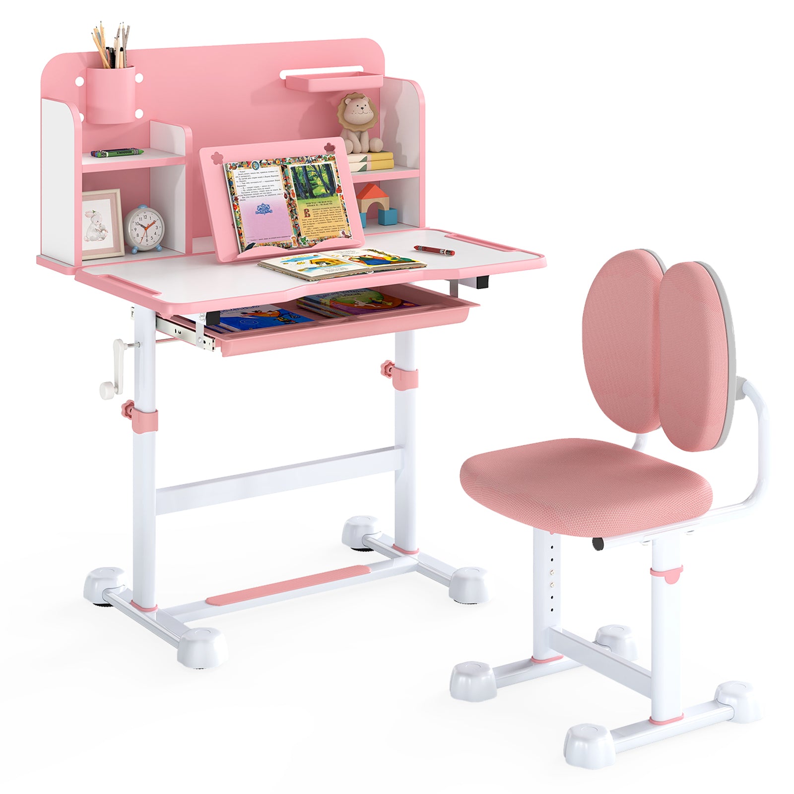 Kids Study Desk, Tilt Desktop, Pen Holder, Pink Kids Table & Chair Sets at Gallery Canada