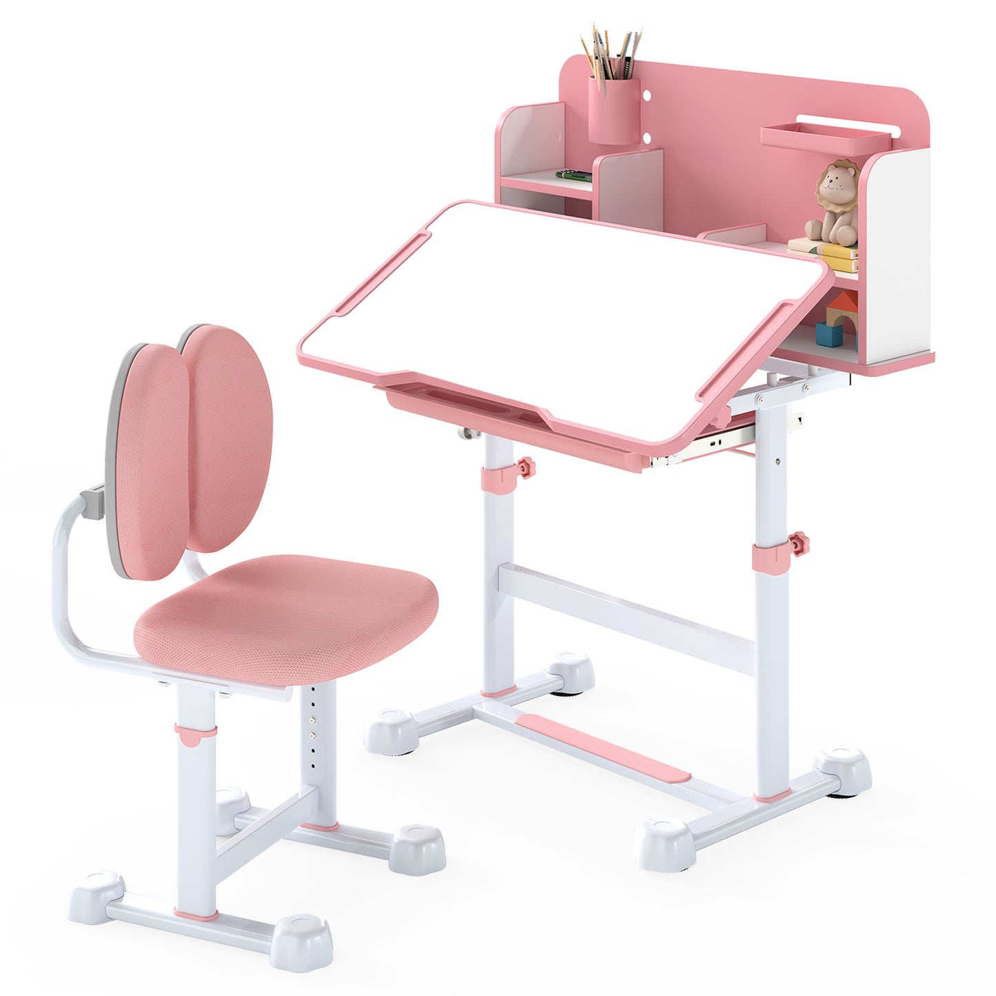 Kids Study Desk, Tilt Desktop, Pen Holder, Pink Kids Table & Chair Sets at Gallery Canada