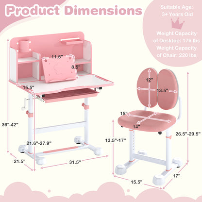 Kids Study Desk, Tilt Desktop, Pen Holder, Pink Kids Table & Chair Sets at Gallery Canada