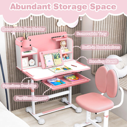 Kids Study Desk, Tilt Desktop, Pen Holder, Pink Kids Table & Chair Sets at Gallery Canada