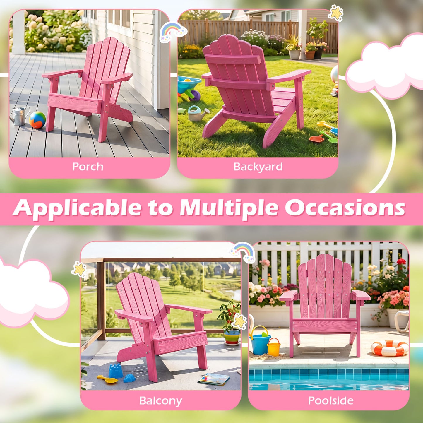Kids Adirondack Chair, All-Weather Outdoor, Pink Kids Chairs & Seating at Gallery Canada