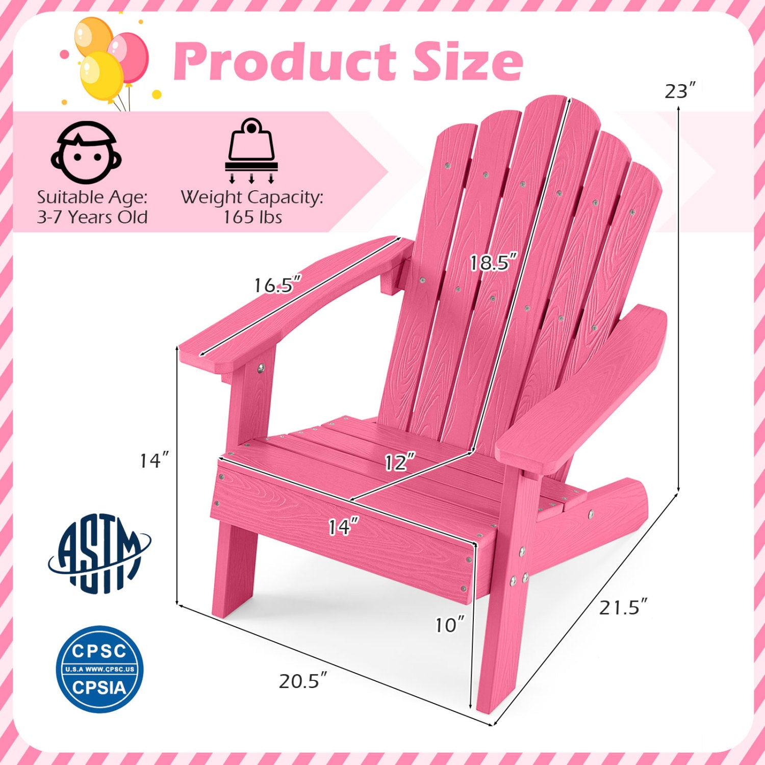 Kids Adirondack Chair, All-Weather Outdoor, Pink Kids Chairs & Seating at Gallery Canada