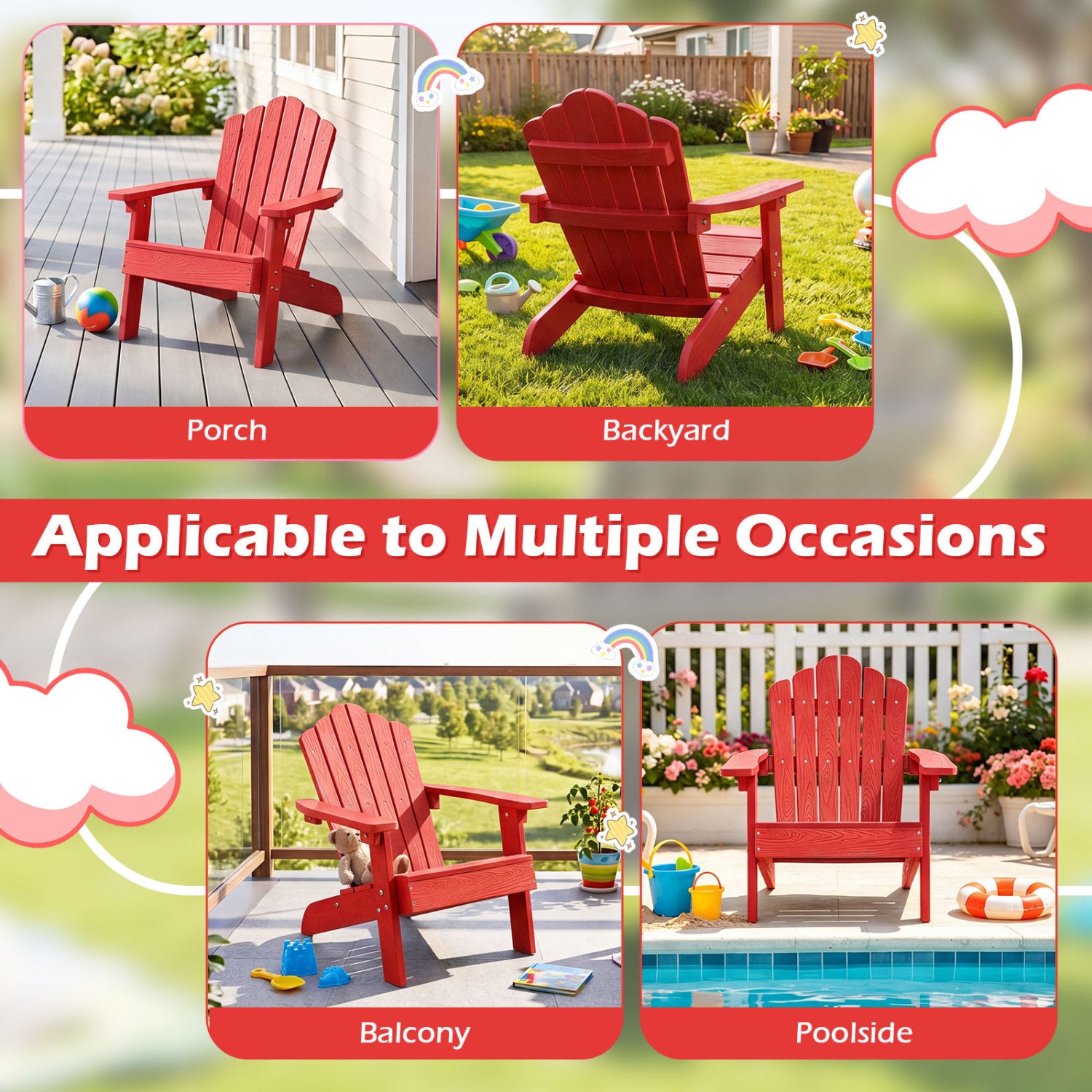 Kids Adirondack Chair, All-Weather Outdoor, Red Kids Chairs & Seating at Gallery Canada