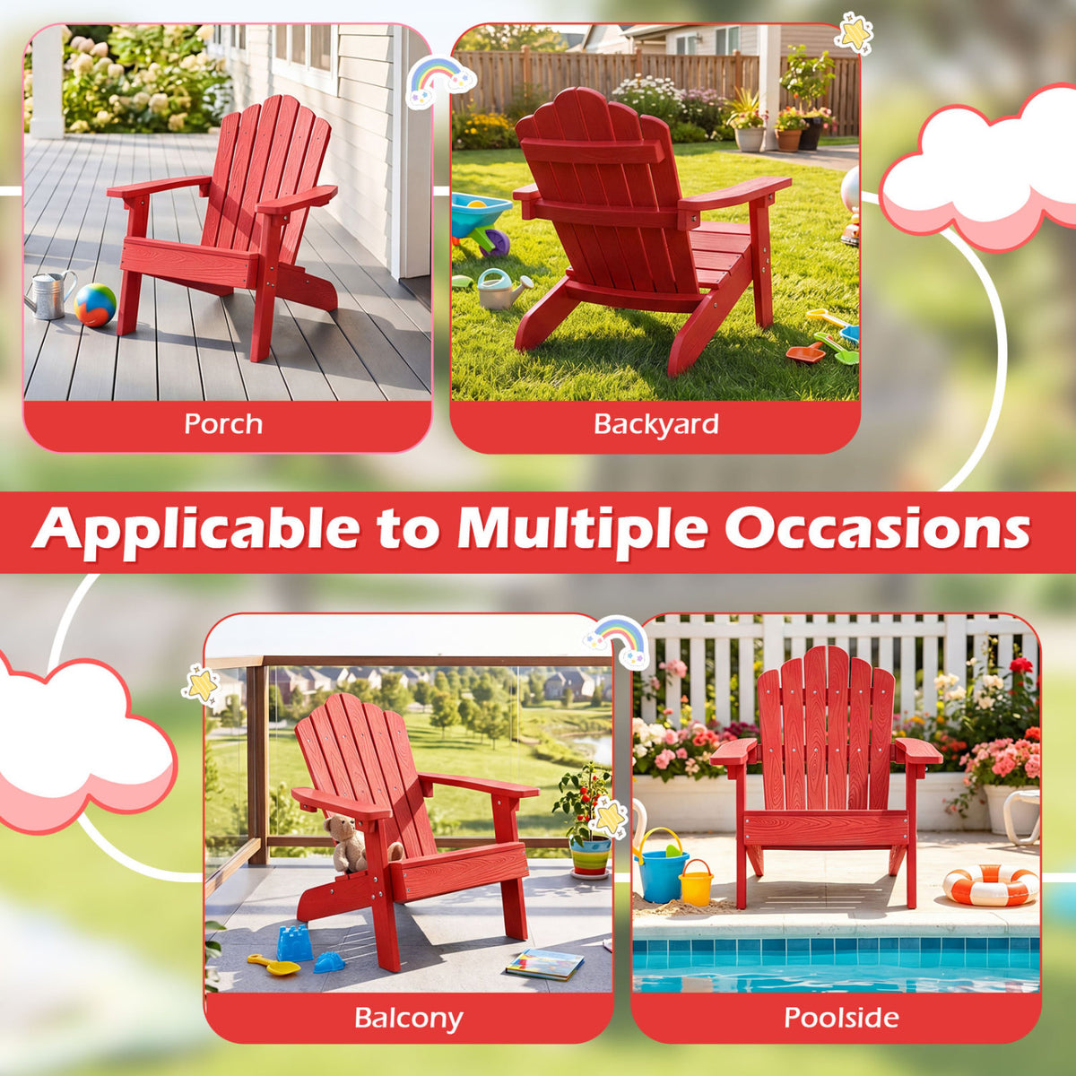 Kids Adirondack Chair, All-Weather Outdoor, Red Kids Chairs & Seating at Gallery Canada