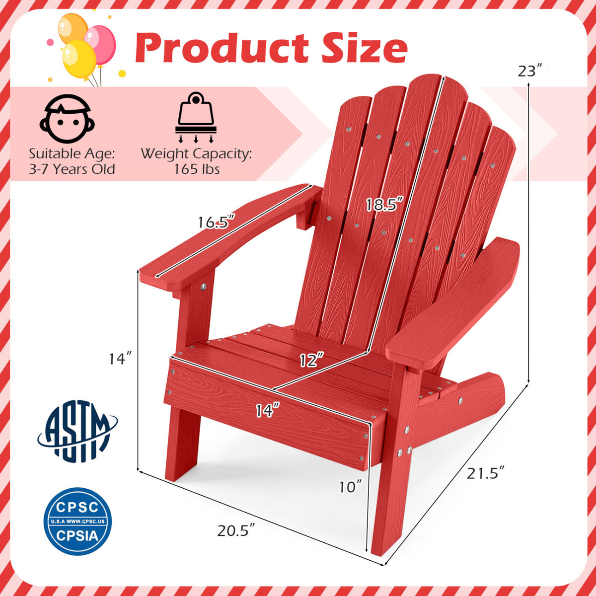 Kids Adirondack Chair, All-Weather Outdoor, Red Kids Chairs & Seating at Gallery Canada