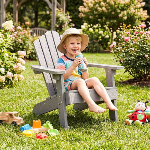 Kids Adirondack Chair, All-Weather Outdoor, Gray