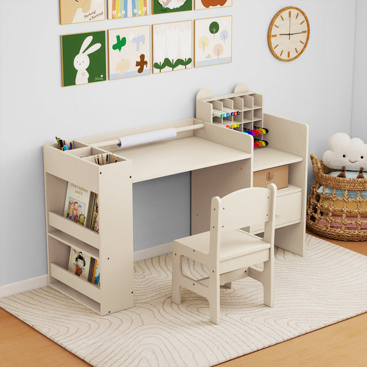 Kids Art Table And Chair Set With Paper Roll Holder, Natural Kids Table & Chair Sets Natural at Gallery Canada