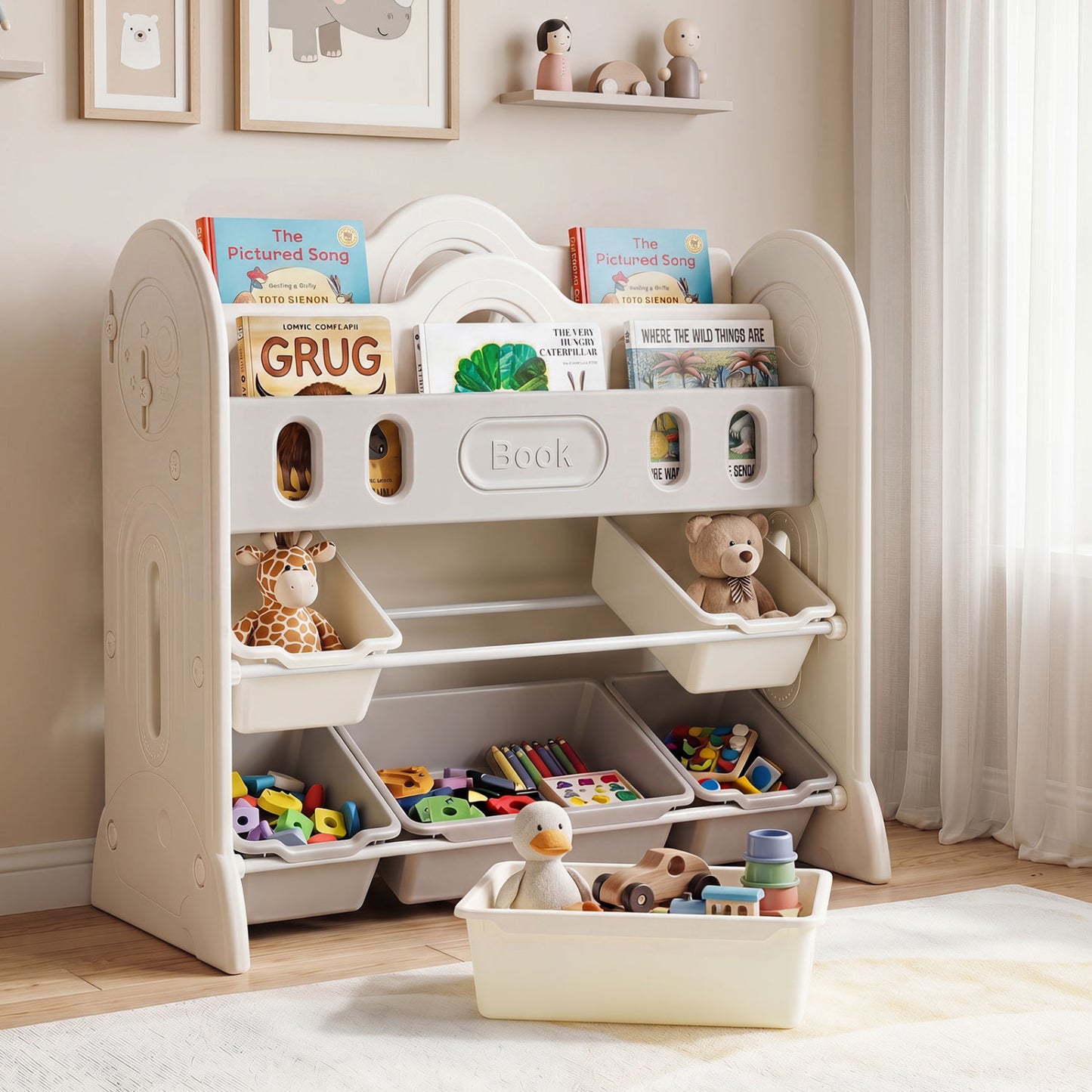 Kids Bookshelf With 2 Front-Facing Racks, Toy Storage Organizer Kids Storage at Gallery Canada