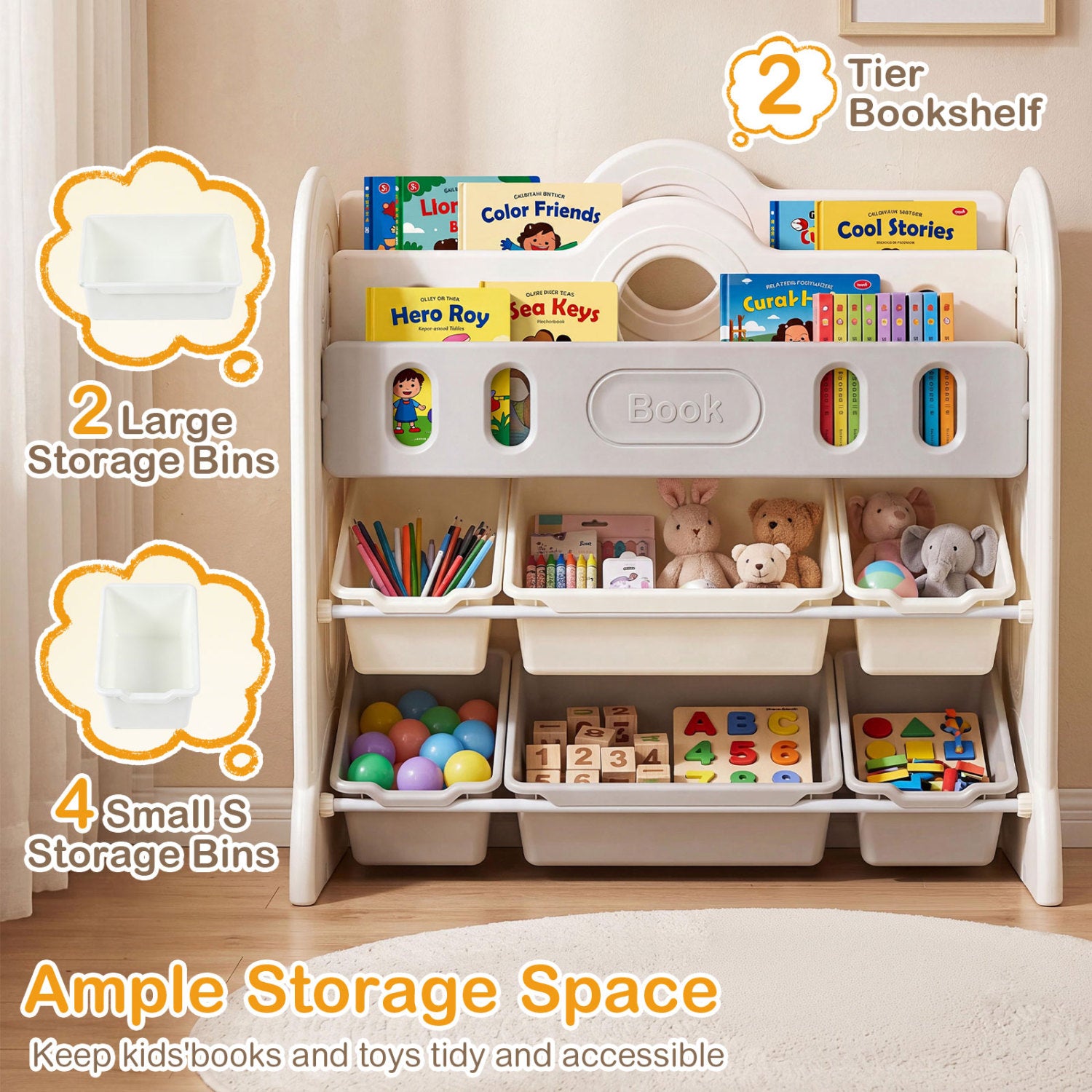 Kids Bookshelf With 2 Front-Facing Racks, Toy Storage Organizer Kids Storage at Gallery Canada