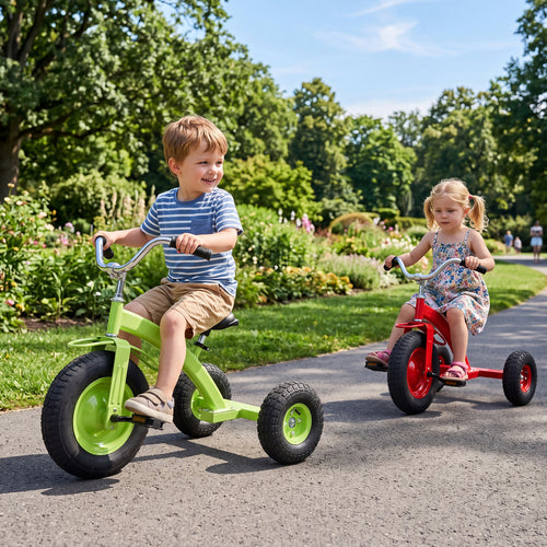 Kids Carbon Steel  Bike with 15 Inch Inflatable Rubber Tires, Green