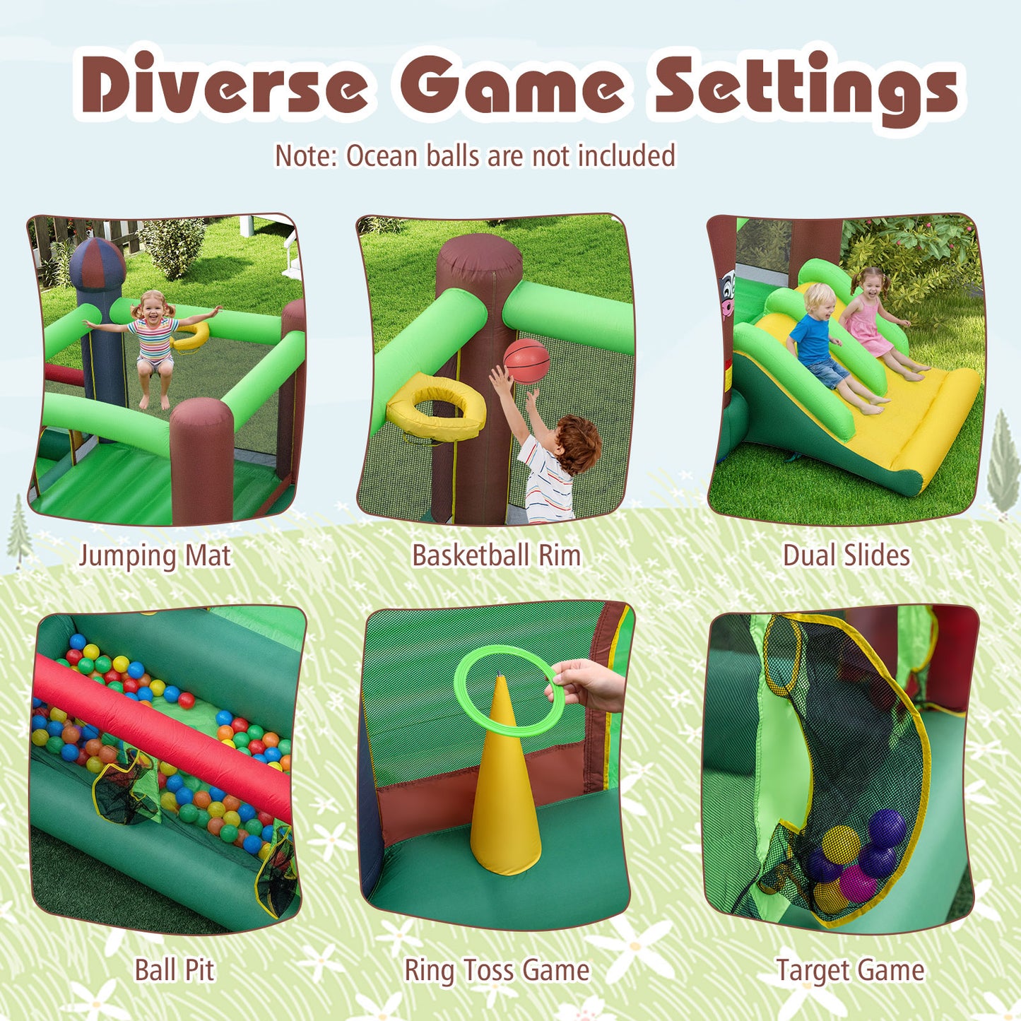 Kids Castle Slide Bouncer, 750W Blower, Dual Slides Bounce House at Gallery Canada