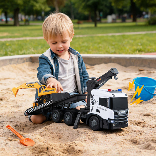 Kids Construction Truck Set, Rescue Tow Truck, Sounds, White Pretend Toys White at Gallery Canada