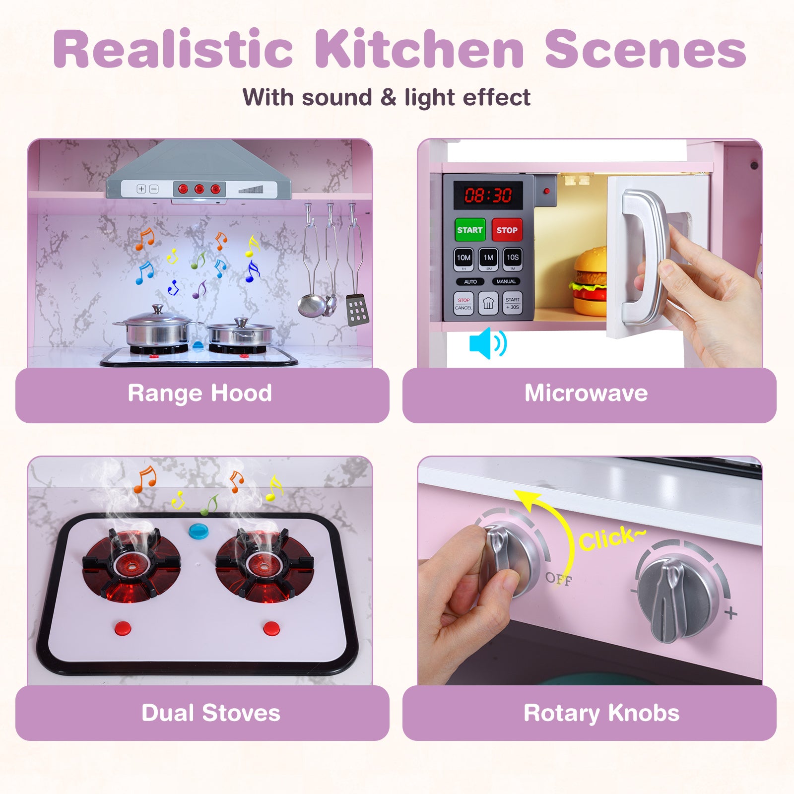 Kids Corner Pretend Kitchen Playset with Separated Washing Basin, Pink Play Kitchen Sets at Gallery Canada