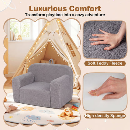 Portable Toddler Sofa With Anti-Slip Base, Gray Kids Chairs & Seating at Gallery Canada