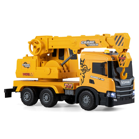 Kids Crane Truck Toy with Sounds, Telescopic Arm, Yellow Pretend Toys Yellow at Gallery Canada