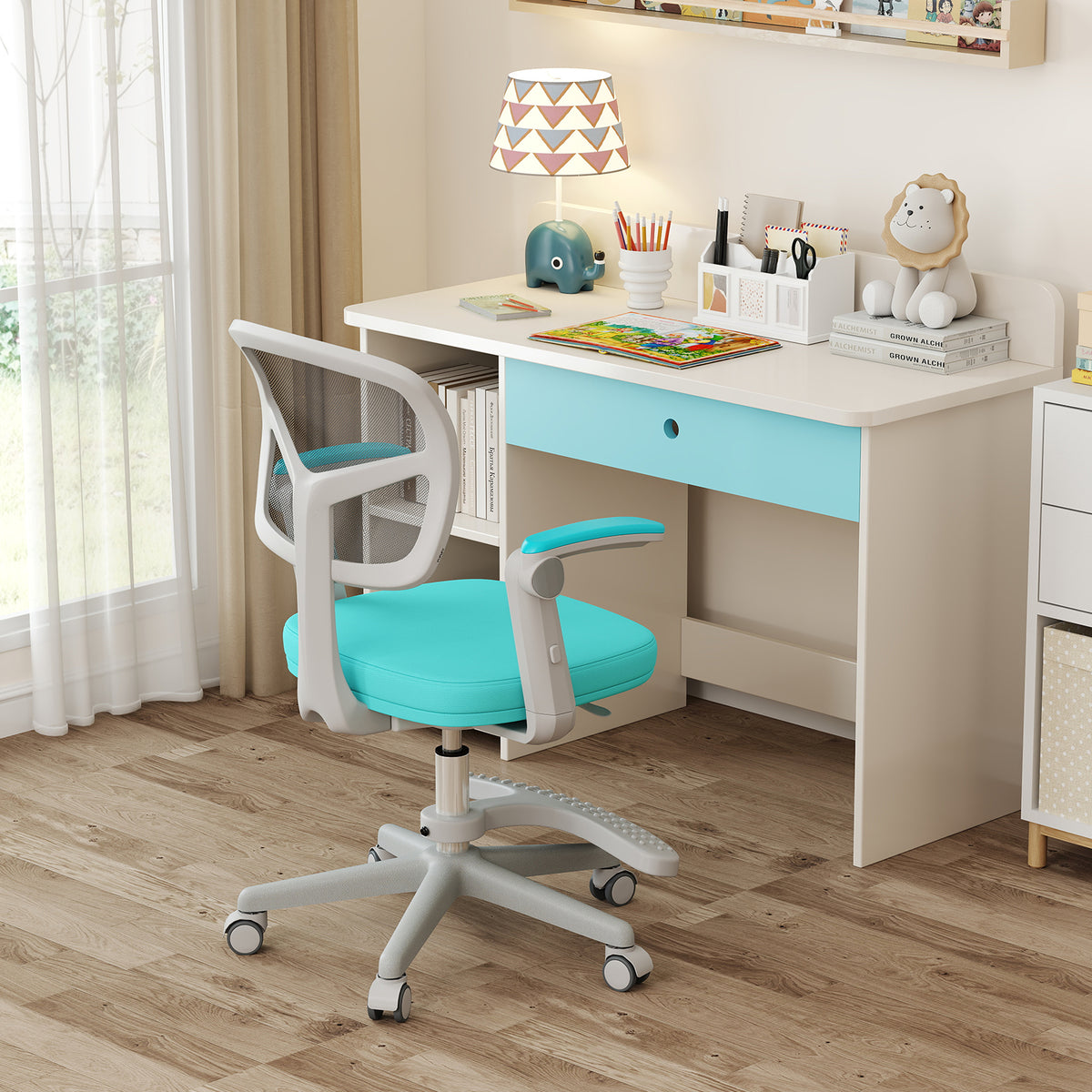 Kids Desk Chair, Adjustable Height, Armrest, Footrest, Green Kids Chairs & Seating at Gallery Canada