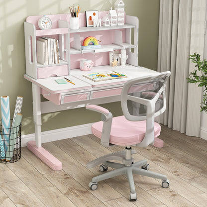 Kids Desk Chair, Adjustable Height, Armrest, Footrest, Pink Kids Chairs & Seating at Gallery Canada