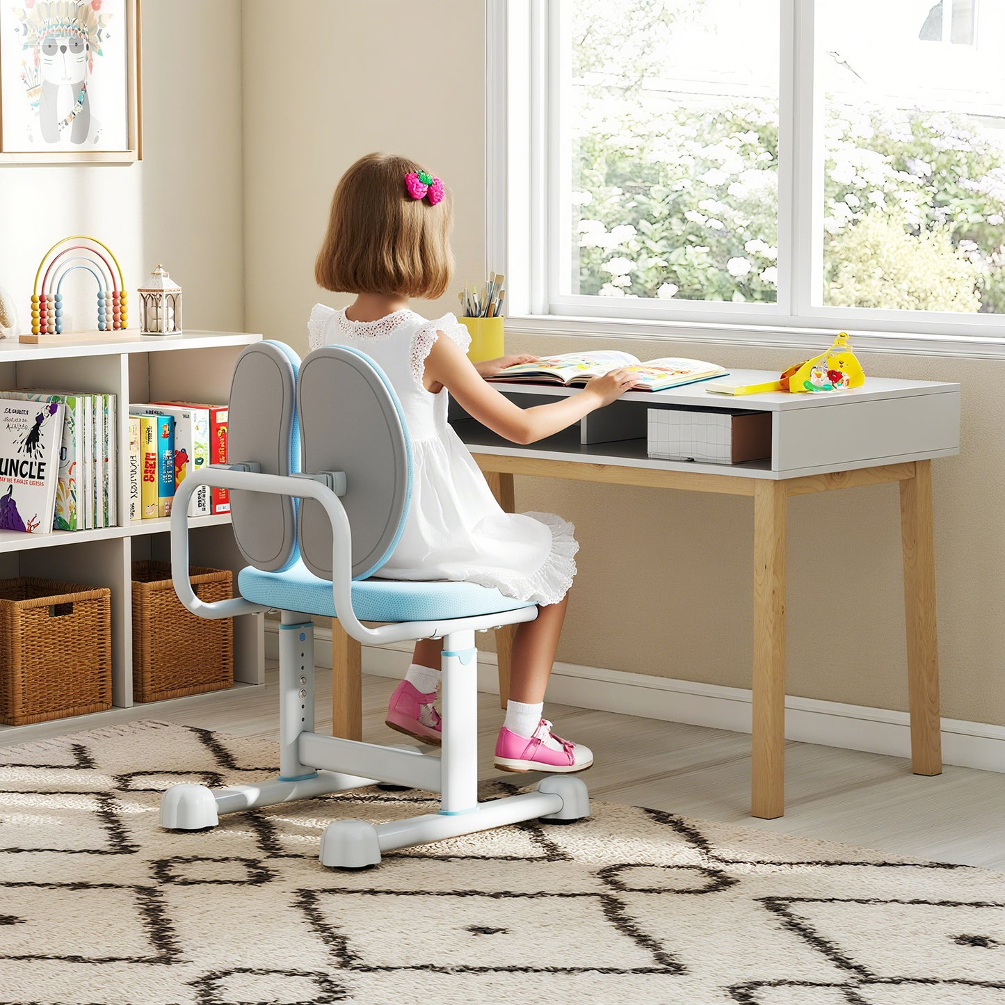Kids Desk Chair, Double Back Support, Adjustable Height, Blue Kids Chairs & Seating at Gallery Canada