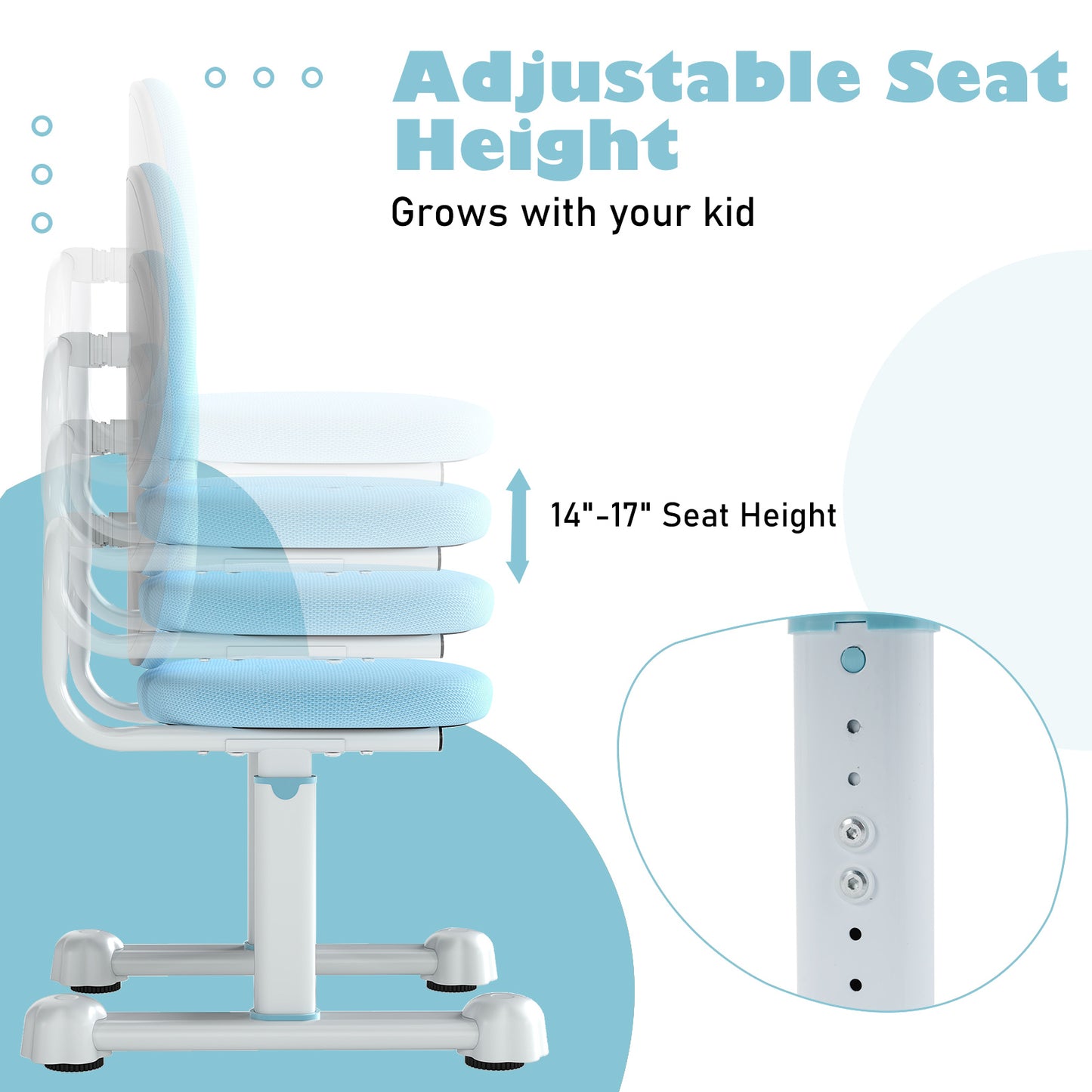 Kids Desk Chair, Double Back Support, Adjustable Height, Blue Kids Chairs & Seating at Gallery Canada